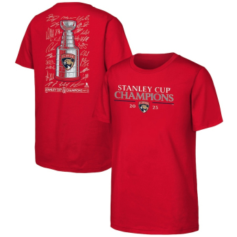 Florida Panthers koszulka dziecięca 2025 Stanley Cup Champions Signature Roster red