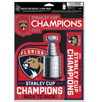 Florida Panthers zestaw naklejek 2025 Stanley Cup Champions 3-Pack Fan