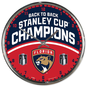 Florida Panthers zegar ścienny 2025 Stanley Cup Champions Chrome