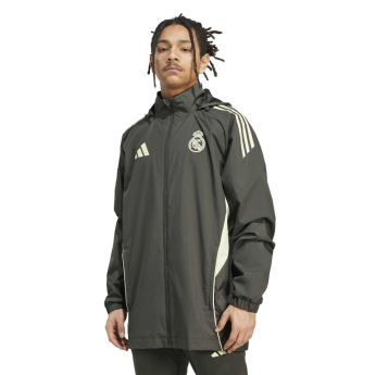 Real Madryt męska kurtka z kapturem Allweather grey