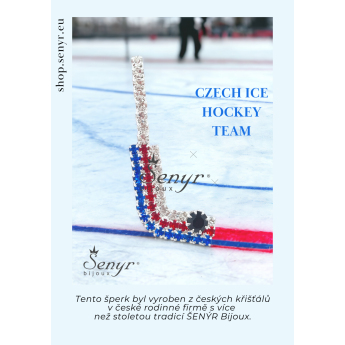 Reprezentacje hokejowe broszka Czech Hockey Tricolor Silver Plated Hockey Stick