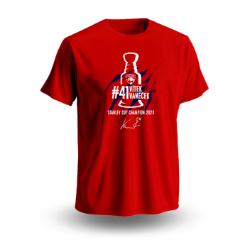 Florida Panthers koszulka męska Vítek Vaněček #92 Stanley Cup Champion 2025 red