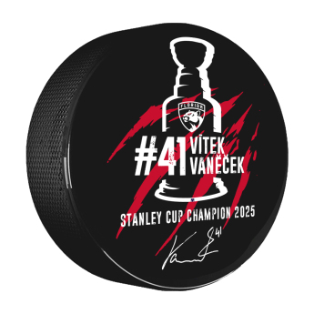 Florida Panthers krążek Vítek Vaněček #92 Stanley Cup Champion 2025