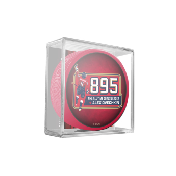 Washington Capitals krążek Alex Ovechkin 895 All-Time Goals Leader Collectors Souvenir Red - In Cube