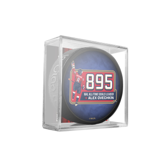 Washington Capitals krążek Alex Ovechkin 895 All-Time Goals Leader Collectors Souvenir Red - In Cube Blue