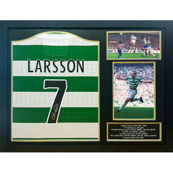 Słynni piłkarze koszulka w antyramie 1988 Larsson Centenary Retro Signed Shirt (Framed)