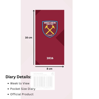 West Ham United notatnik Slim 2026