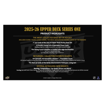 NHL pudełka karty hokejowe NHL 2025/26 Upper Deck Series 1 Hobby Box