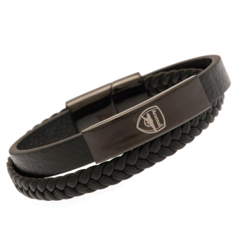 Arsenal bransoletka skórzana Black IP Leather Bracelet