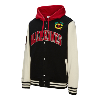 Chicago Blackhawks męska bluza z kapturem Courtside Fleece Button Front Vintage Logo