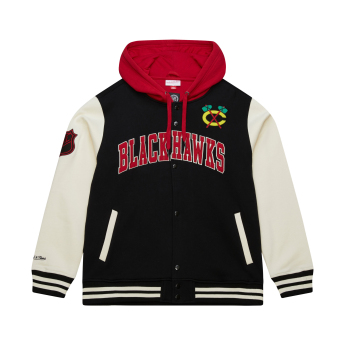 Chicago Blackhawks męska bluza z kapturem Courtside Fleece Button Front Vintage Logo