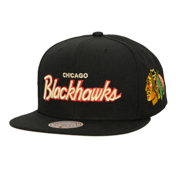 Chicago Blackhawks czapka flat baseballówka Cream Script Snapback black