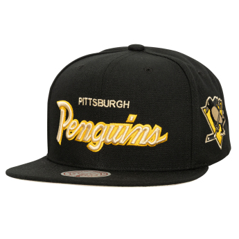 Pittsburgh Penguins czapka flat baseballówka Cream Script Snapback black