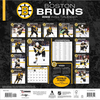 Boston Bruins kalendarz 2026 Wall