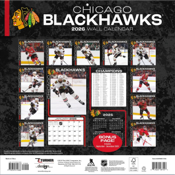Chicago Blackhawks kalendarz 2026 Wall