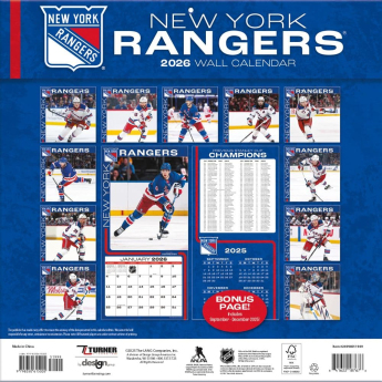 New York Rangers kalendarz 2026 Wall