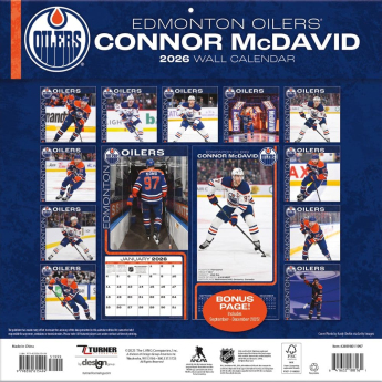 Edmonton Oilers kalendarz Connor McDavid #97 2026 Wall