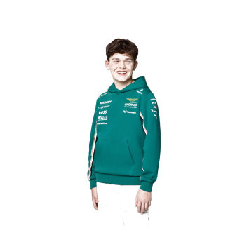 Aston Martin dziecięca bluza z kapturem official Teamline Replica green F1 Team 2025