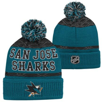 Dětská zimní čepice San Jose Sharks NHL Puck Pattern Cuffed Pom