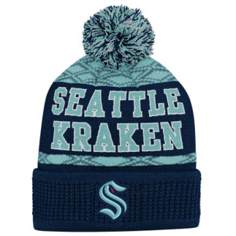 Seattle Kraken czapka zimowa dziecięca Puck Pattern Cuffed Pom