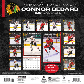 Chicago Blackhawks kalendarz Connor Bedard 2026 Wall