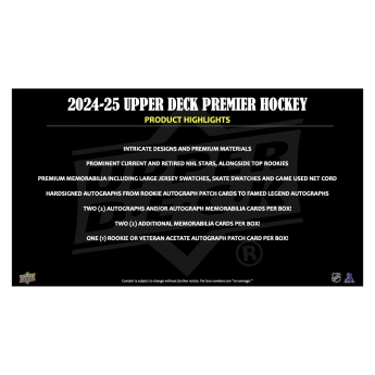 NHL pudełka karty hokejowe NHL 2024-25 Upper Deck Premier Hockey Hobby Box
