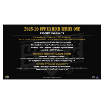 NHL pudełka karty hokejowe NHL 2025-26 Upper Deck Series 1 Tin Box