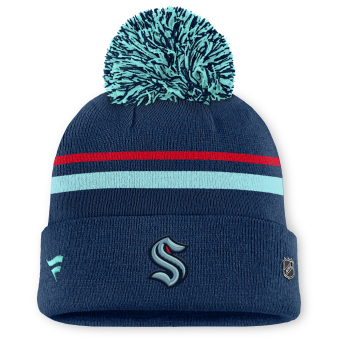 Seattle Kraken czapka zimowa damska Authentic Pro W/Cap Cuffed Pom Beanie