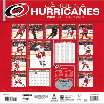 Carolina Hurricanes kalendarz 2026 Wall