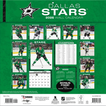 Dallas Stars kalendarz 2026 Wall