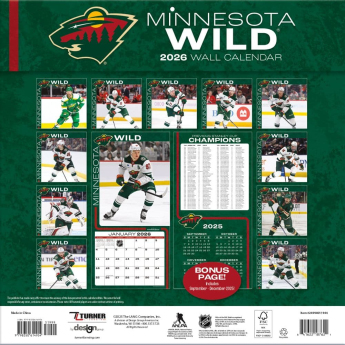 Minnesota Wild kalendarz 2026 Wall