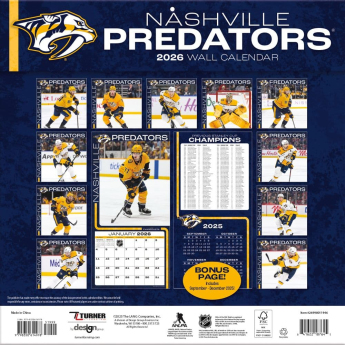 Nashville Predators kalendarz 2026 Wall