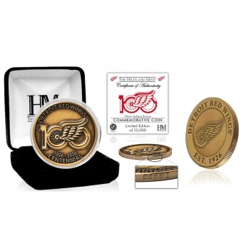 Sběratelská Pamětní mince Detroit Red Wings NHL 100th Anniversary Antique Bronze Coin