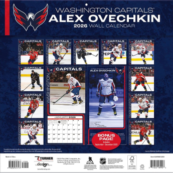 Washington Capitals kalendarz #8 Alexander Ovechkin 2026 Wall