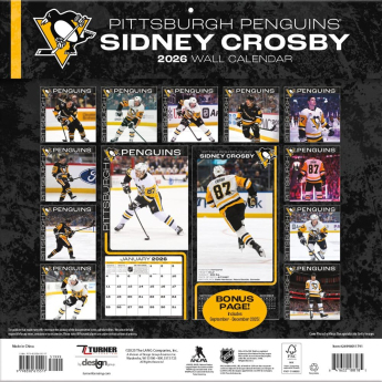 Pittsburgh Penguins kalendarz #87 Sidney Crosby 2026 Wall
