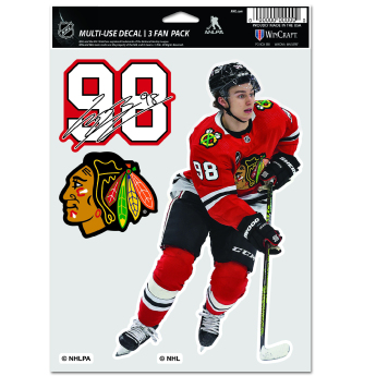 Chicago Blackhawks naklejki Connor Bedard Multi Use 3 Fan Pack Decal