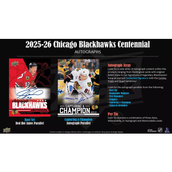 NHL pudełka karty hokejowe NHL 2025-26 Upper Deck Chicago Blackhawks NHL Centennial Hobby Box