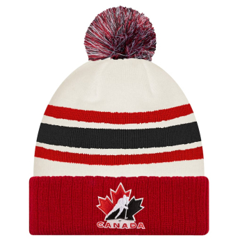 Reprezentacje hokejowe czapka zimowa Canada Milano Cortina 2026 Winter Olympics Striped Cuffed Knit Hat with Pom