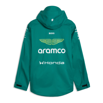 Aston Martin męska kurtka z kapturem Rain green official Teamline Replica F1 Team 2026