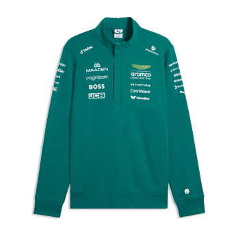 Aston Martin bluza męska Half Zip green official Teamline Replica F1 Team 2026