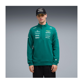 Aston Martin bluza męska Half Zip green official Teamline Replica F1 Team 2026