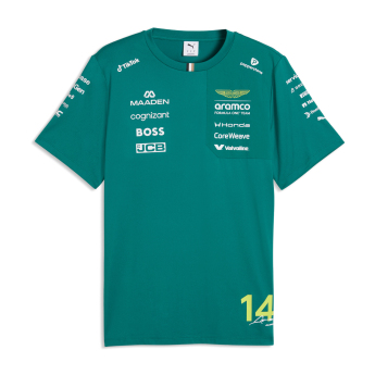 Aston Martin koszulka męska Fernando Alonso #14 green official Teamline Replica F1 Team 2026