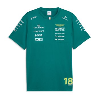 Aston Martin koszulka męska Lance Stroll #18 green official Teamline Replica F1 Team 2026