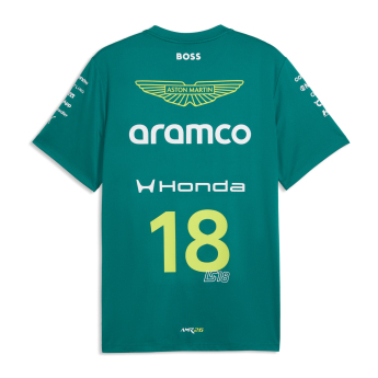 Aston Martin koszulka męska Lance Stroll #18 green official Teamline Replica F1 Team 2026
