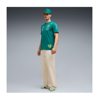 Aston Martin koszulka męska Lance Stroll #18 green official Teamline Replica F1 Team 2026