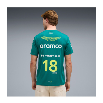 Aston Martin koszulka męska Lance Stroll #18 green official Teamline Replica F1 Team 2026