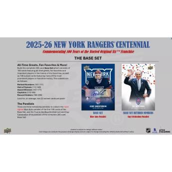 NHL pudełka karty hokejowe NHL 2025-26 Upper Deck New York Rangers NHL Centennial Hobby Box