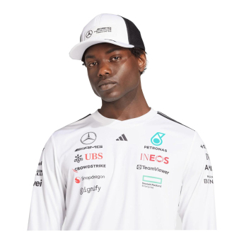 Mercedes AMG Petronas męska koszulka z długim rękawem white official Teamline Replica F1 Team 2025