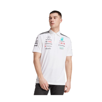 Mercedes AMG Petronas męska koszulka polo white official Teamline Replica F1 Team 2025