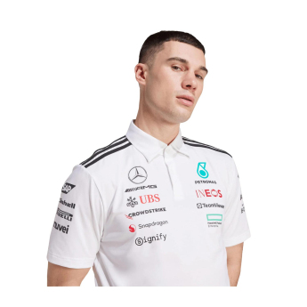 Mercedes AMG Petronas męska koszulka polo white official Teamline Replica F1 Team 2025